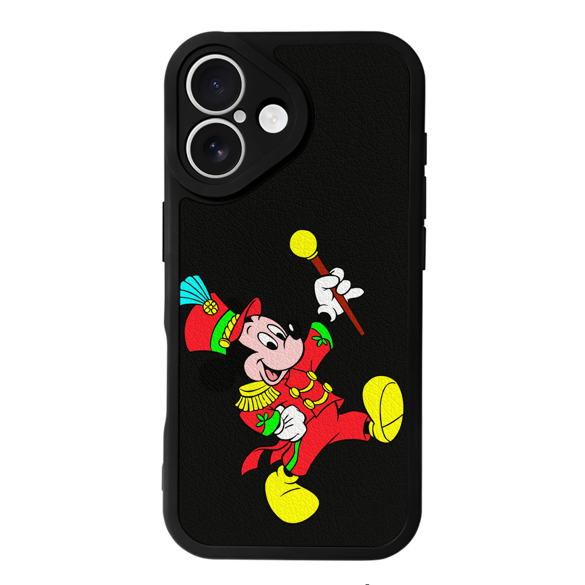 （画像用） ミッキーマウス Mickey Mouse 【iPhone 16シリーズ対応】シリコンスマホケース（レザー調） 材質：シリコン